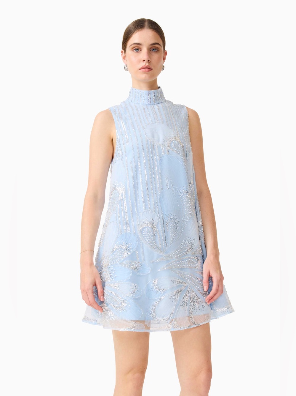 Annabelle Embellished Sequin Shift Mini Dress in Blue Size S NWT